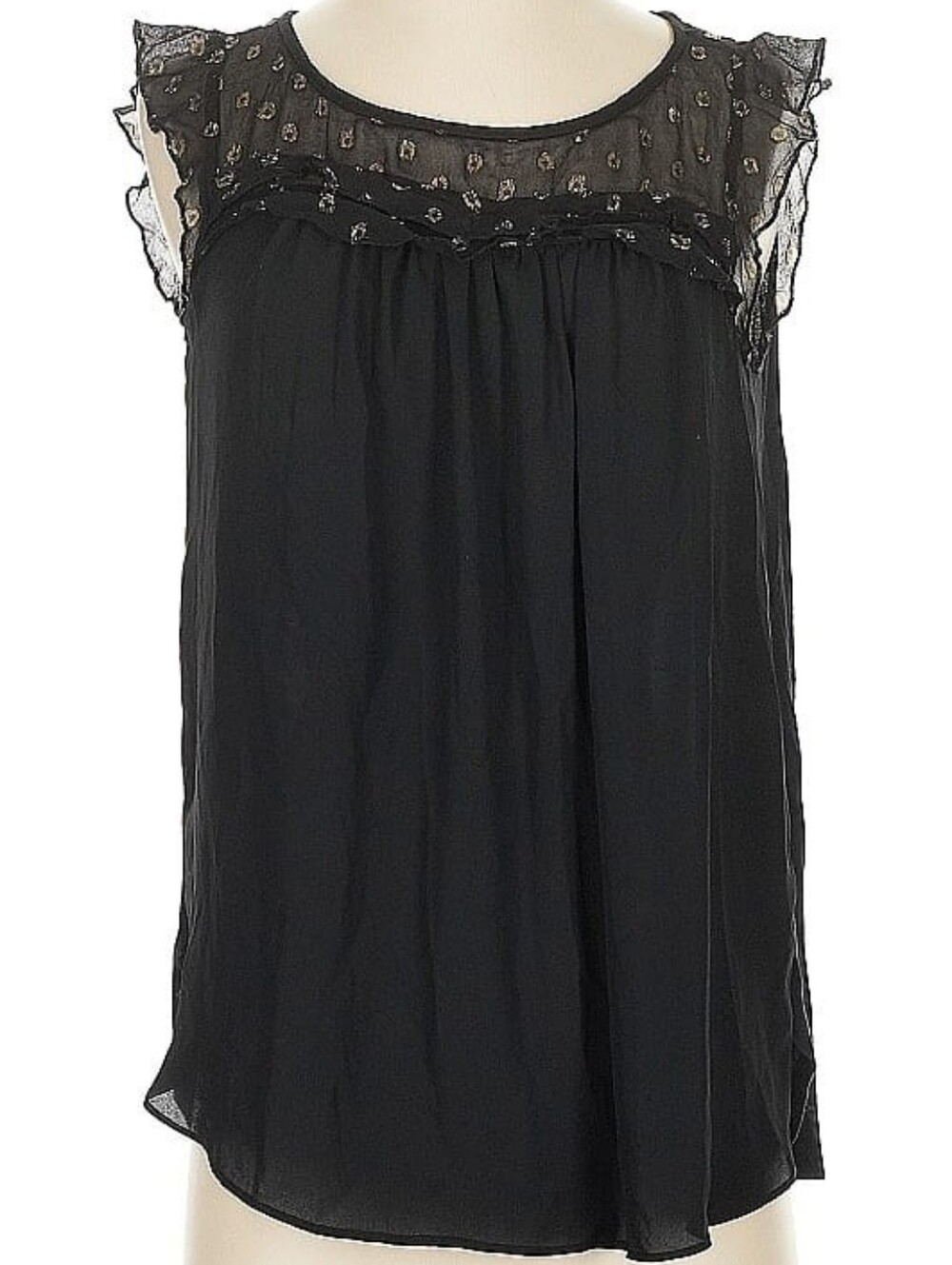 LOFT Black Dot Metallic Accent Sleeveless Top